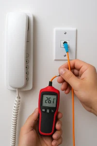 تركيب خط الهاتف الأرضي الثابت وتدبيث البرغي وقياس حرارة الفايبر في الكويت