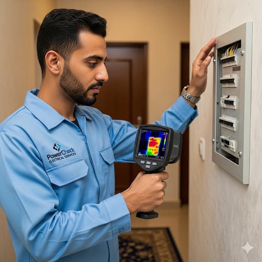 فحص السلامة الكهربائية للمنازل: فني كهربائي متخصص في الكويت