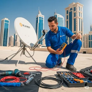 فني ستلايت الفيحاء: تركيب وضبط إشارة بسرعة وكفاءة
